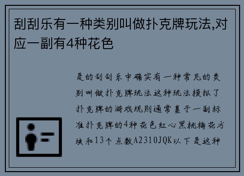 刮刮乐有一种类别叫做扑克牌玩法,对应一副有4种花色